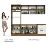 Cocina Integral Modular Agata Marron y Blanco 250x225cm sin Mesón sin Estufa con Tres Cajones y con Quince Entrepaños - COCINAS | Bylmo