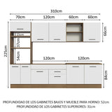 Cocina Integral Modular Agata Marron y Blanco 310x225cm sin Mesón sin Estufa con Dos Cajones y con Dieciocho Entrepaños - COCINAS | Bylmo