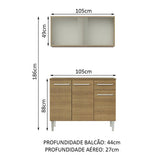 Cocina Integral Modular Emilly Cafe Claro 105x186cm con Mesón de Madera Aglomerada Mdp sin Estufa con Un Cajón y con Cinco Entrepaños - COCINAS | Bylmo