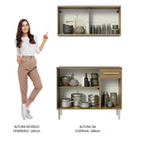 Cocina Integral Modular Emilly Cafe Claro 105x186cm con Mesón de Madera Aglomerada Mdp sin Estufa con Un Cajón y con Cinco Entrepaños - COCINAS | Bylmo