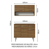 Cocina Integral Modular Emilly Cafe Oscuro 105x186cm con Mesón de Madera Aglomerada Mdp sin Estufa con Un Cajón y con Cinco Entrepaños - COCINAS | Bylmo