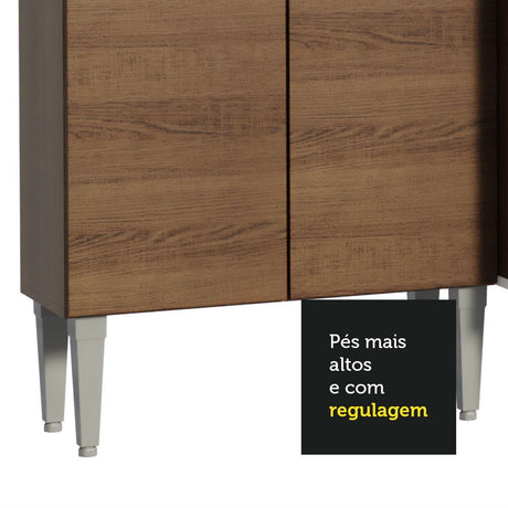 Cocina Integral Modular Emilly Cafe Oscuro 105x186cm con Mesón de Madera Aglomerada Mdp sin Estufa con Un Cajón y con Cinco Entrepaños - COCINAS | Bylmo