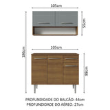 Cocina Integral Modular Emilly Marron y Gris 105x186cm con Mesón de Madera Aglomerada Mdp sin Estufa con Un Cajón y con Cinco Entrepaños - COCINAS | Bylmo