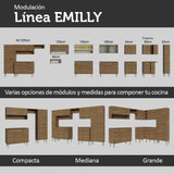 Cocina Integral Modular Emilly Marron 105x186cm con Mesón de Acero Inoxidable sin Estufa con Un Cajón y con Cinco Entrepaños - COCINAS | Bylmo