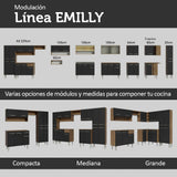 Cocina Integral Modular Emilly Marron y Negro 105x186cm con Mesón de Acero Inoxidable sin Estufa con Un Cajón y con Cinco Entrepaños - COCINAS | Bylmo