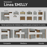 Cocina Integral Modular Emilly Marron y Gris 105x186cm con Mesón de Acero Inoxidable sin Estufa con Un Cajón y con Cinco Entrepaños - COCINAS | Bylmo