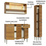Cocina Integral Modular Emilly Art Marron 137x186cm con Mesón de Madera Aglomerada Mdp sin Estufa con Un Cajón y con Nueve Entrepaños - COCINAS | Bylmo