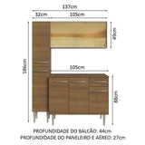 Cocina Integral Modular Emilly Marron 137x186cm con Mesón de Madera Aglomerada Mdp sin Estufa con Un Cajón y con Nueve Entrepaños y Puerta Traslúcida Amarilla - COCINAS | Bylmo