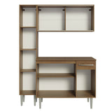 Cocina Integral Modular Emilly Marron 137x186cm con Mesón de Madera Aglomerada Mdp sin Estufa con Un Cajón y con Nueve Entrepaños y Puerta Traslúcida Amarilla - COCINAS | Bylmo