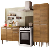 Cocina Integral Modular Emilly Front Marron 169x186cm con Mesón de Madera Aglomerada Mdp sin Estufa con Un Cajón y con Once Entrepaños - COCINAS | Bylmo