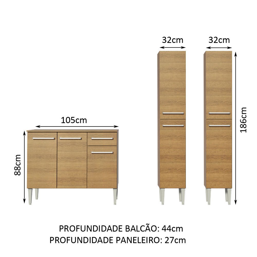 Cocina Integral Modular Emilly Front Marron 169x186cm con Mesón de Madera Aglomerada Mdp sin Estufa con Un Cajón y con Once Entrepaños - COCINAS | Bylmo