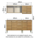 Cocina Integral Modular Emilly Box Marron 169x186cm con Mesón de Madera Aglomerada Mdp sin Estufa con Un Cajón y con Nueve Entrepaños - COCINAS | Bylmo