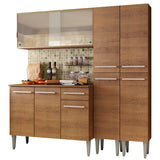 Cocina Integral Modular Emilly Fly Marron 169x186cm con Mesón de Madera Aglomerada Mdp sin Estufa con Un Cajón y con Trece Entrepaños - COCINAS | Bylmo