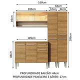 Cocina Integral Modular Emilly Winter Marron 169x186cm con Mesón de Madera Aglomerada Mdp sin Estufa con Un Cajón y con Catorce Entrepaños - COCINAS | Bylmo