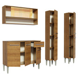 Cocina Integral Modular Emilly Winter Marron 169x186cm con Mesón de Madera Aglomerada Mdp sin Estufa con Un Cajón y con Catorce Entrepaños - COCINAS | Bylmo