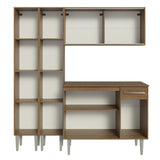 Cocina Integral Modular Emilly Marron 169x186cm con Mesón de Madera Aglomerada Mdp sin Estufa con Un Cajón y con Trece Entrepaños - COCINAS | Bylmo