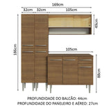 Cocina Integral Modular Emilly Marron 169x186cm con Mesón de Madera Aglomerada Mdp sin Estufa con Un Cajón y con Catorce Entrepaños - COCINAS | Bylmo
