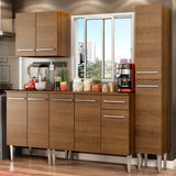 Cocina Integral Modular Emilly Sing Marron 201x186cm con Mesón de Madera Aglomerada Mdp sin Estufa con Un Cajón y con Once Entrepaños - COCINAS | Bylmo