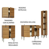 Cocina Integral Modular Emilly Sing Marron 201x186cm con Mesón de Madera Aglomerada Mdp sin Estufa con Un Cajón y con Once Entrepaños - COCINAS | Bylmo