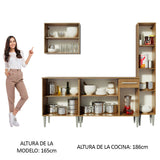 Cocina Integral Modular Emilly Sing Marron 201x186cm con Mesón de Madera Aglomerada Mdp sin Estufa con Un Cajón y con Once Entrepaños - COCINAS | Bylmo