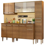 Cocina Integral Modular Emilly Fast Marron 201x186cm con Mesón de Madera Aglomerada Mdp sin Estufa con Un Cajón y con Trece Entrepaños - COCINAS | Bylmo