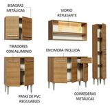 Cocina Integral Modular Emilly Sky Marron 201x186cm con Mesón de Madera Aglomerada Mdp sin Estufa con Un Cajón y con Catorce Entrepaños - COCINAS | Bylmo