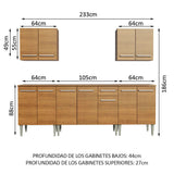Cocina Integral Modular Emilly King Marron 233x186cm con Mesón de Madera Aglomerada Mdp sin Estufa con Un Cajón y con Once Entrepaños - COCINAS | Bylmo