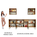 Cocina Integral Modular Emilly King Marron 233x186cm con Mesón de Madera Aglomerada Mdp sin Estufa con Un Cajón y con Once Entrepaños - COCINAS | Bylmo
