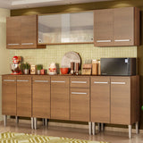 Cocina Integral Modular Emilly Wind Marron 233x186cm con Mesón de Madera Aglomerada Mdp sin Estufa con Un Cajón y con Trece Entrepaños - COCINAS | Bylmo