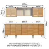 Cocina Integral Modular Emilly Wind Marron 233x186cm con Mesón de Madera Aglomerada Mdp sin Estufa con Un Cajón y con Trece Entrepaños - COCINAS | Bylmo