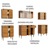 Cocina Integral Modular Emilly Wind Marron 233x186cm con Mesón de Madera Aglomerada Mdp sin Estufa con Un Cajón y con Trece Entrepaños - COCINAS | Bylmo
