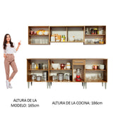 Cocina Integral Modular Emilly Wind Marron 233x186cm con Mesón de Madera Aglomerada Mdp sin Estufa con Un Cajón y con Trece Entrepaños - COCINAS | Bylmo