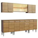 Cocina Integral Modular Emilly Fire Marron 233x186cm con Mesón de Madera Aglomerada Mdp sin Estufa con Un Cajón y con Trece Entrepaños - COCINAS | Bylmo