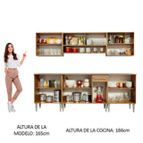 Cocina Integral Modular Emilly Smile Marron 233x186cm con Mesón de Madera Aglomerada Mdp sin Estufa con Un Cajón y con Catorce Entrepaños - COCINAS | Bylmo