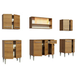 Cocina Integral Modular Emilly Smile Marron 233x186cm con Mesón de Madera Aglomerada Mdp sin Estufa con Un Cajón y con Catorce Entrepaños - COCINAS | Bylmo