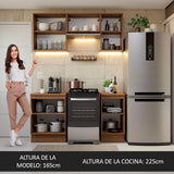 Cocina Integral Modular Glamy Marron y Blanco 160x225cm con Mesón de Madera Aglomerada MDP sin Estufa y con Cinco Puertas - COCINAS | Bylmo