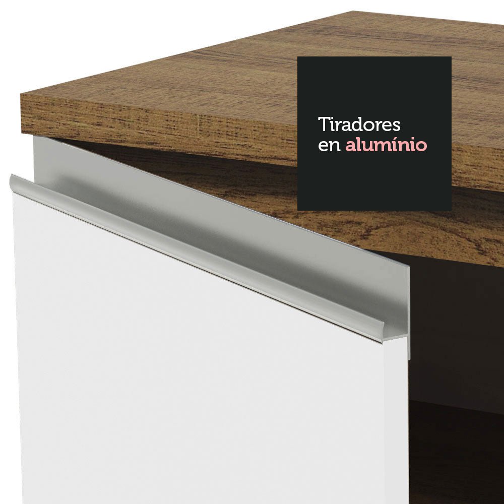 Cocina Integral Modular Glamy Marron y Blanco 160x225cm con Mesón de Madera Aglomerada MDP sin Estufa y con Cinco Puertas - COCINAS | Bylmo