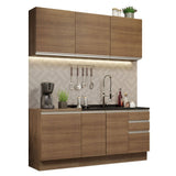 Cocina Integral Modular Glamy Marron 180x225cm sin Mesón sin Estufa con Tres Cajones y con Diez Entrepaños - COCINAS | Bylmo
