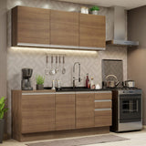 Cocina Integral Modular Glamy Marron 180x225cm sin Mesón sin Estufa con Tres Cajones y con Diez Entrepaños - COCINAS | Bylmo