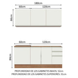 Cocina Integral Modular Glamy Marron y Blanco 180x225cm sin Mesón sin Estufa con Tres Cajones y con Diez Entrepaños - COCINAS | Bylmo