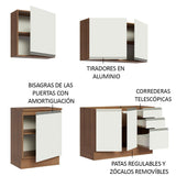 Cocina Integral Modular Glamy Marron y Blanco 180x225cm sin Mesón sin Estufa con Tres Cajones y con Diez Entrepaños - COCINAS | Bylmo