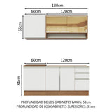 Cocina Integral Modular Glamy Marron y Blanco 180x225cm sin Mesón sin Estufa con Tres Cajones y con Once Entrepaños - COCINAS | Bylmo