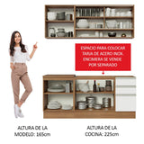 Cocina Integral Modular Glamy Marron y Blanco 180x225cm sin Mesón sin Estufa con Tres Cajones y con Once Entrepaños - COCINAS | Bylmo