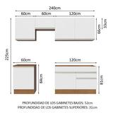 Cocina Integral Modular Glamy Marron y Blanco 240x225cm sin Mesón sin Estufa con Dos Cajones y con Diez Entrepaños - COCINAS | Bylmo