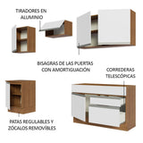 Cocina Integral Modular Glamy Marron y Blanco 240x225cm sin Mesón sin Estufa con Dos Cajones y con Diez Entrepaños - COCINAS | Bylmo