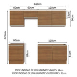 Cocina Integral Modular Glamy Marron 240x225cm sin Mesón sin Estufa sin Cajones y con Doce Entrepaños - COCINAS | Bylmo