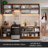 Cocina Integral Modular Glamy Marron 240x225cm sin Mesón sin Estufa sin Cajones y con Doce Entrepaños - COCINAS | Bylmo