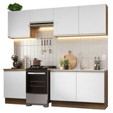 Cocina Integral Modular Glamy Marron y Blanco 240x225cm sin Mesón sin Estufa sin Cajones y con Doce Entrepaños - COCINAS | Bylmo