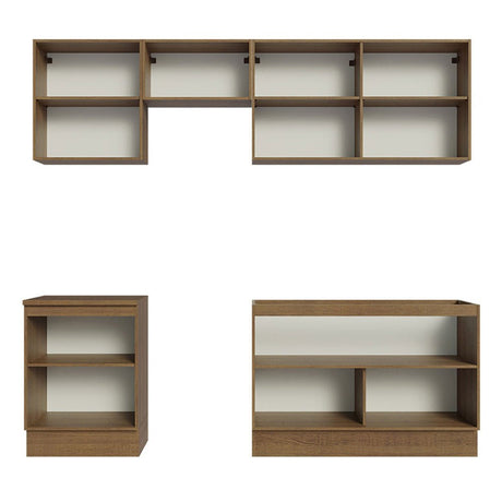 Cocina Integral Modular Glamy Marron y Blanco 240x225cm sin Mesón sin Estufa sin Cajones y con Doce Entrepaños - COCINAS | Bylmo