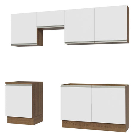 Cocina Integral Modular Glamy Marron y Blanco 240x225cm sin Mesón sin Estufa sin Cajones y con Doce Entrepaños - COCINAS | Bylmo